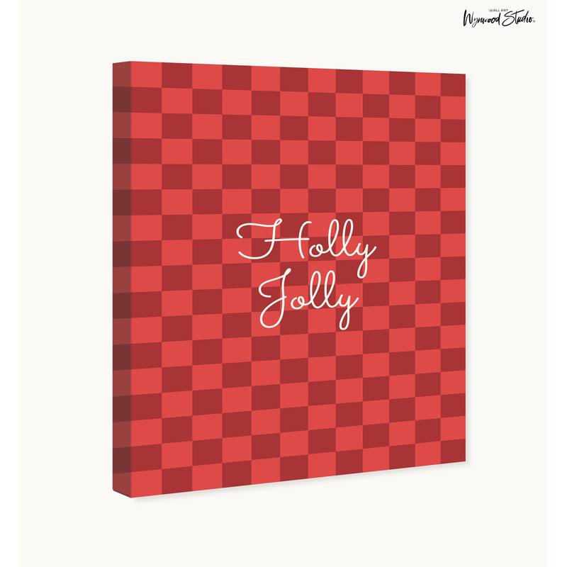 Wynwood Studio Canvas Typography and Quotes Holly Jolly Kingdom Squared Red Modern & Contemporary Wall Art Canvas Print
