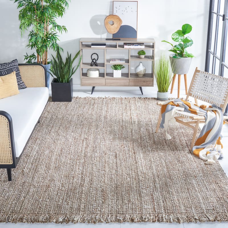 SAFAVIEH Handmade Natural Fiber Evelyn Jute Fringe Rug - 11' x 15' - Grey/Beige