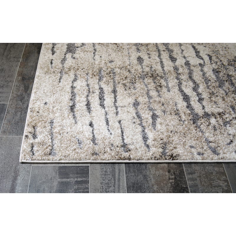 Denver Slate Cream Contemporary Area Rug