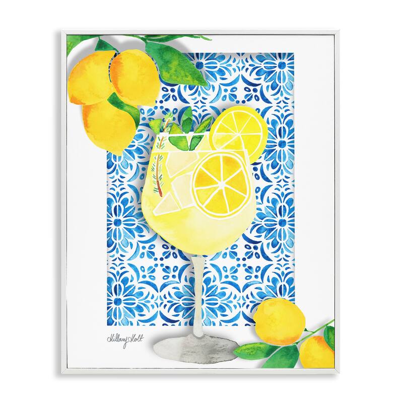 Stupell Mediterranean Limoncello Drink Framed Giclee Art Design By Hillary Holt - 24 x 30 - White