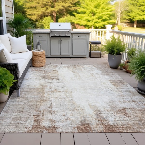 slide 2 of 86, Machine Washable Indoor/Outdoor Abstract Solid Chantille Rug Beige - 10' x 14'