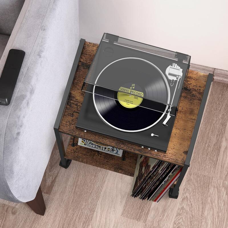 2 Tier End Table Record Player Stand