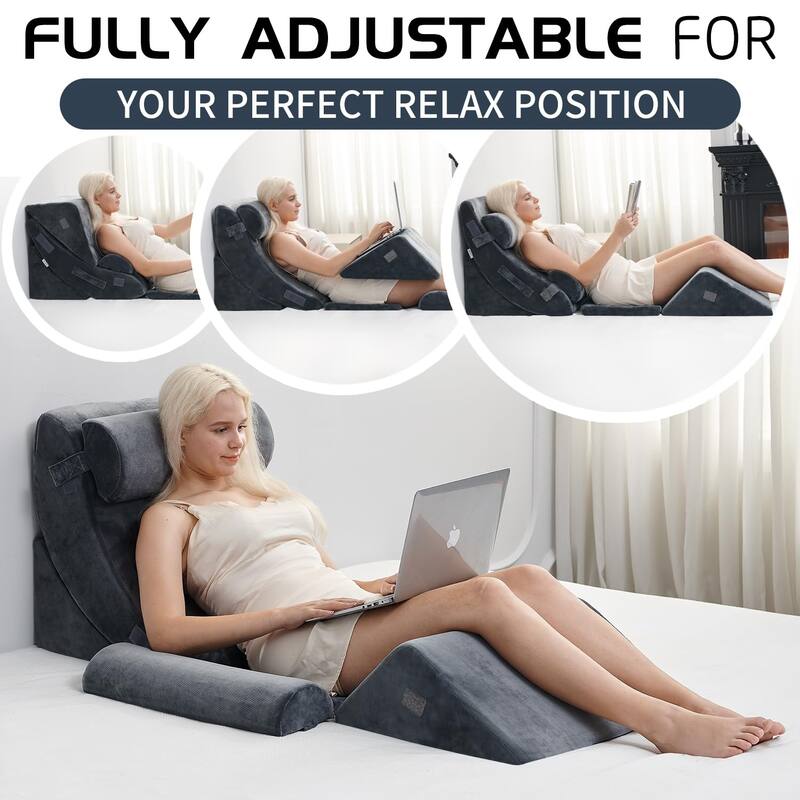 Orthopedic Bed Wedge Pillow Set, Adjustable Pillows for Neck, Back and