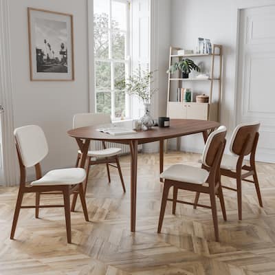 Furniture of America Beau II Mid-century Walnut 5-Piece Dining Table Set