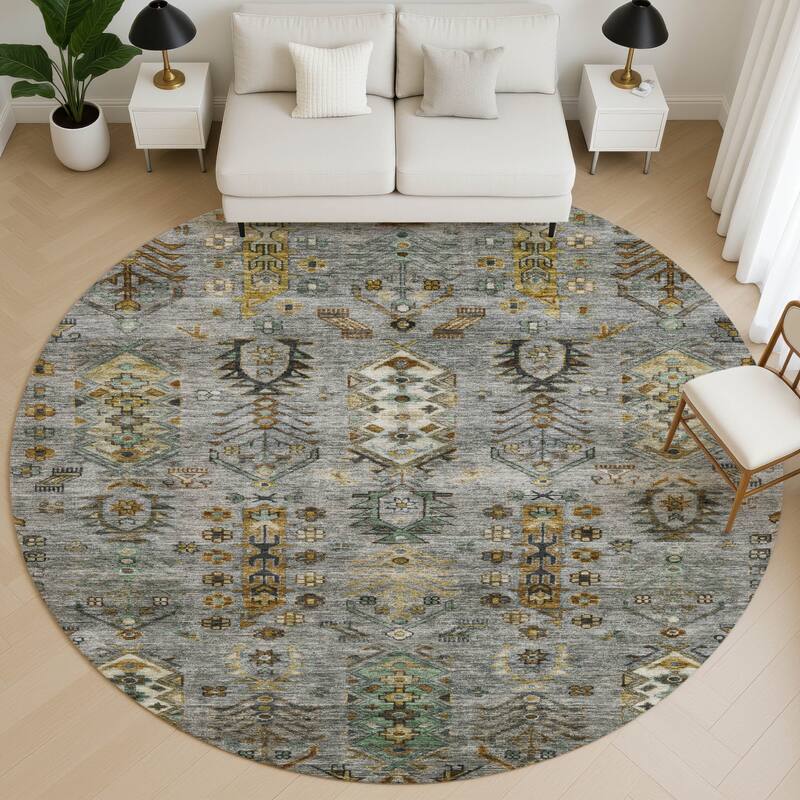 Premium Washable Super Soft Traditional Karachi Mayfield Rug - Pewter - 8' x 8'