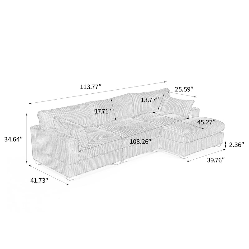 Oversized Plush Modular Sectional Sofa Set L Shaped Couch