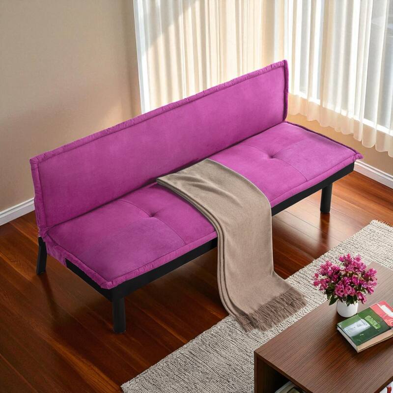 KISRAIS 64.6" Wide Adjustable Upholstered Futon Sleeper Sofa Bed