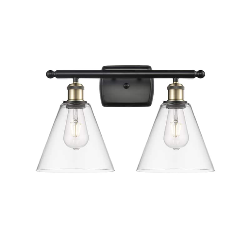 Innovations Lighting 516-2W-11-18 Berkshire Vanity Berkshire 2 Light - Black Antique Brass / Clear
