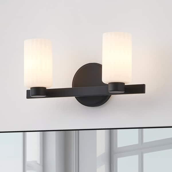 Bedminster 14-inch 2-light Matte Black Vanity Light with Etched Opal ...