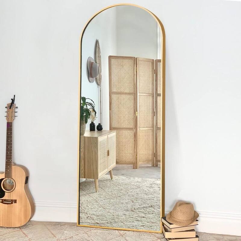 65'' x 22'' Aluminium Alloy Arch Full Length Mirror with Stand