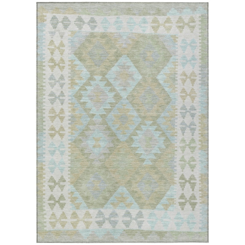 Machine Washable Indoor/ Outdoor Boho Global Chantille Rug