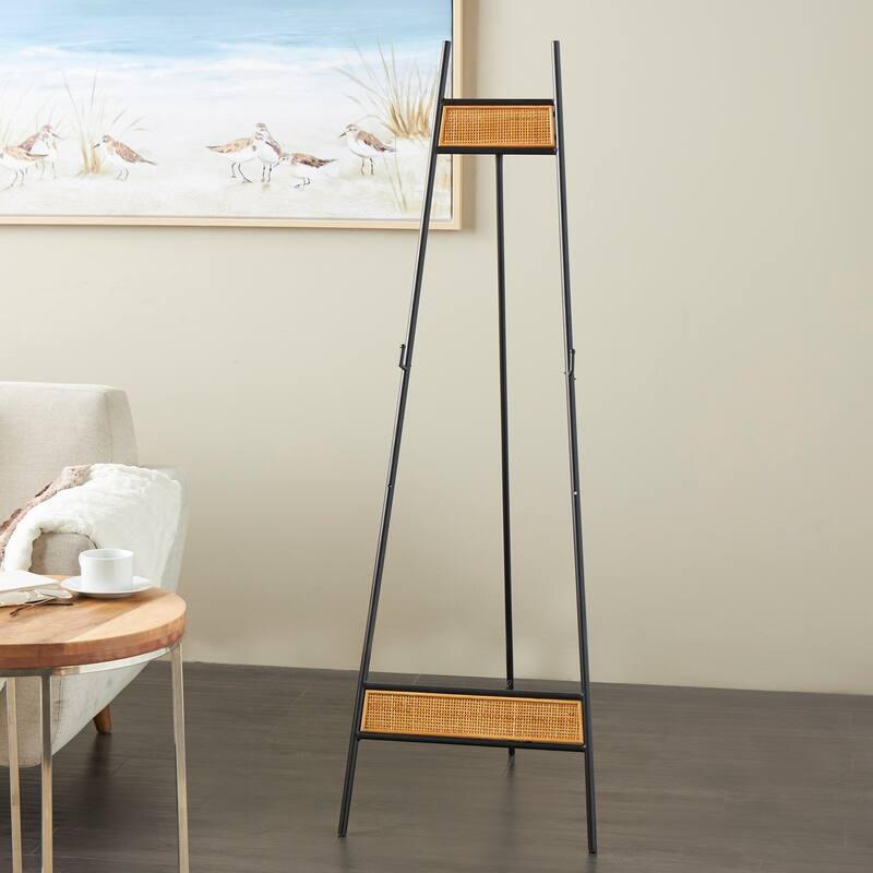 Black Metal Easel with Wood Accents - Black - 19" x 25" x 58"