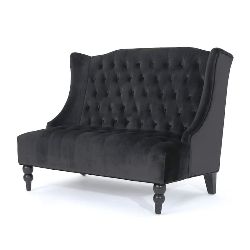 Velvet Button Tufted High Wingback Loveseat Sofa