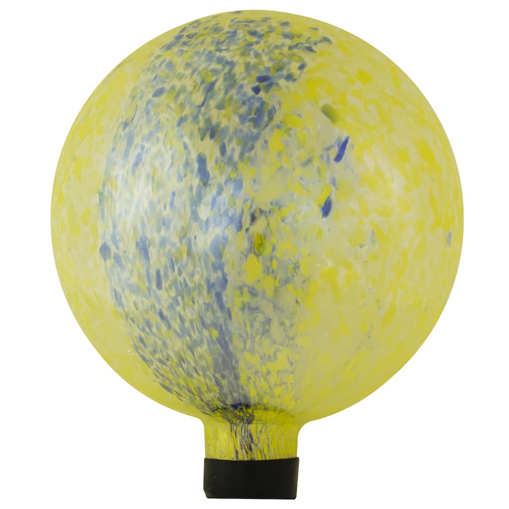 10" Yellow Blue Reflective Speckled Glass Outdoor Garden Gazing Ball