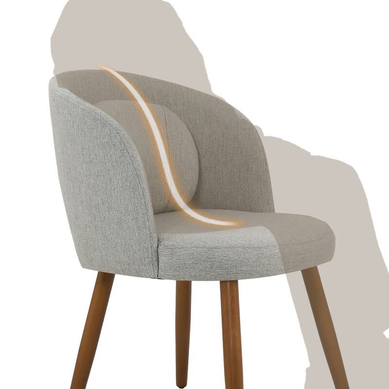 Upholstered Dining Chairs with Back Set of 2/4/6，Linen Dining Room Chairs with Lumbar Pillow for Dining Room, Beige