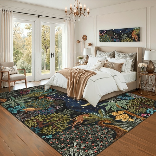 Garvee Midnight Jungle Animal Area Rug - Bed Bath & Beyond - 43143035