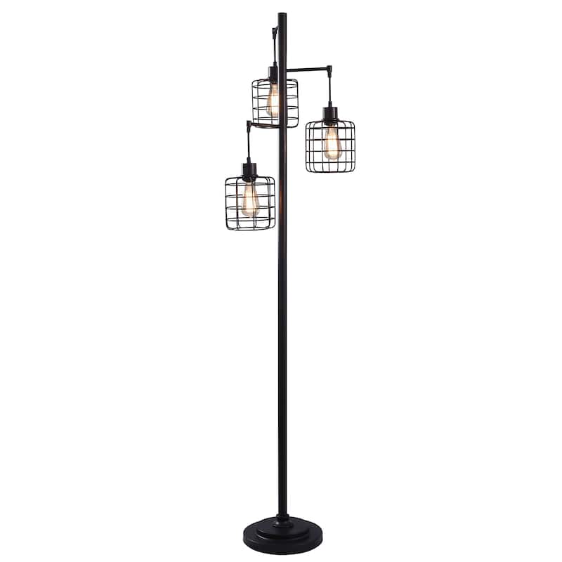 Carbon Loft Memnet 3-light Caged Cylinder Wire Pendant Floor Lamp