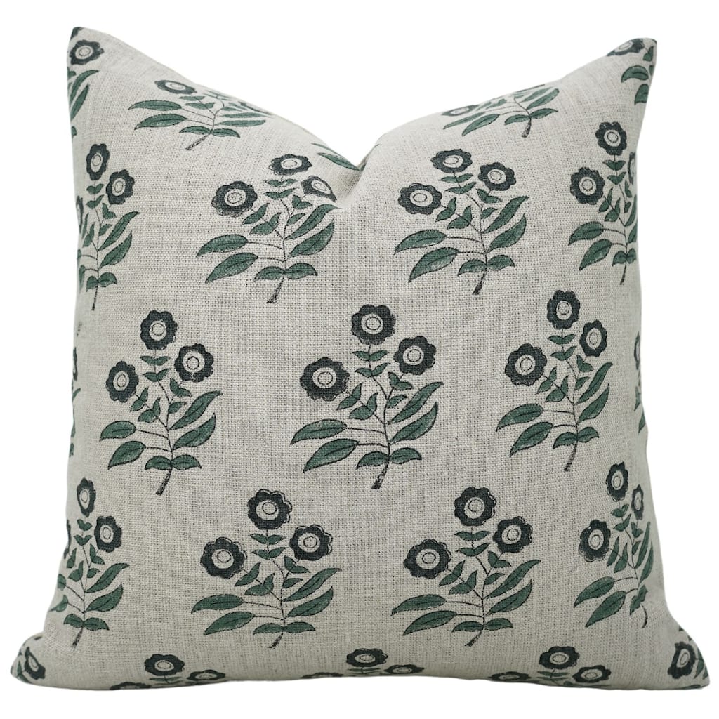Linen Farmhouse Block print pillow Cover - Neha