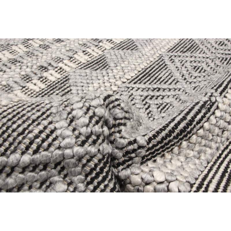 ECARPETGALLERY Braid weave Sienna Grey Wool Rug - 5'2 x 7'8