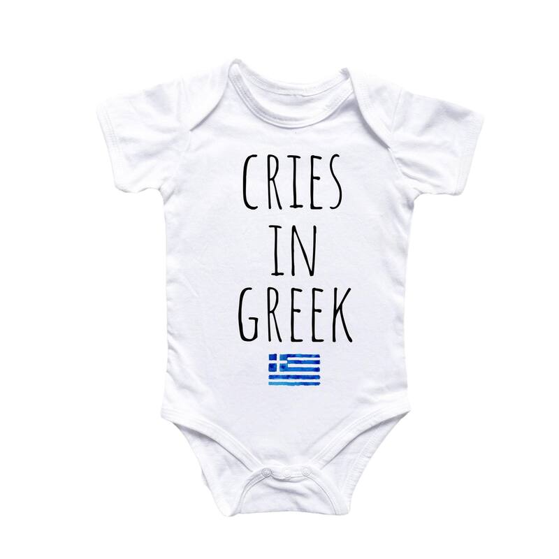 Greek Greece Cry - Baby Boy Girl Clothes Infant Bodysuit Funny Cute Newborn - Natural - Newborn