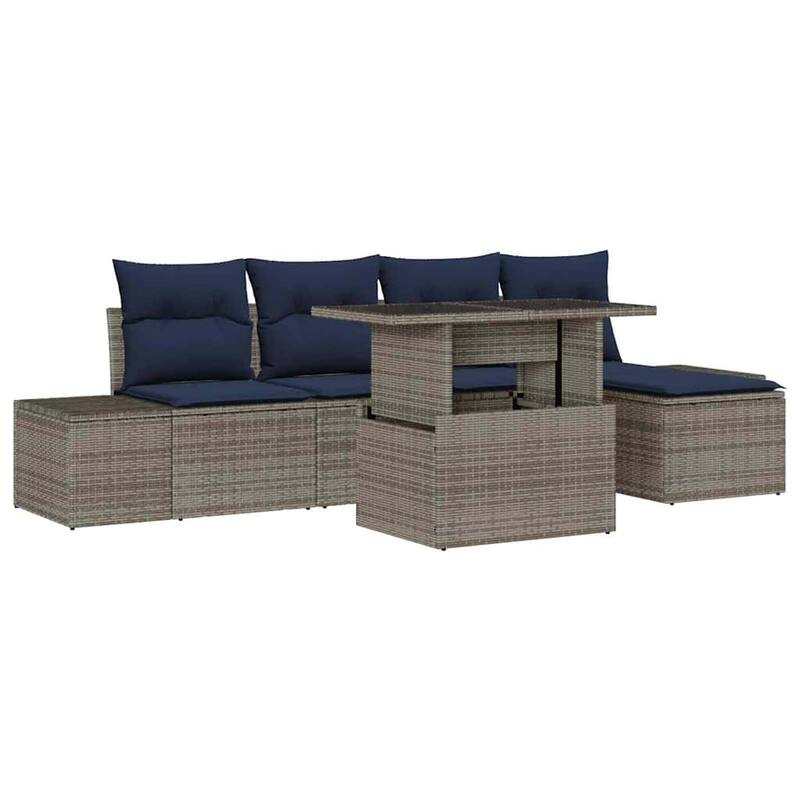 vidaXL 6 Piece Garden Sofa Set with Cushions - 115.8×46.1×27.2