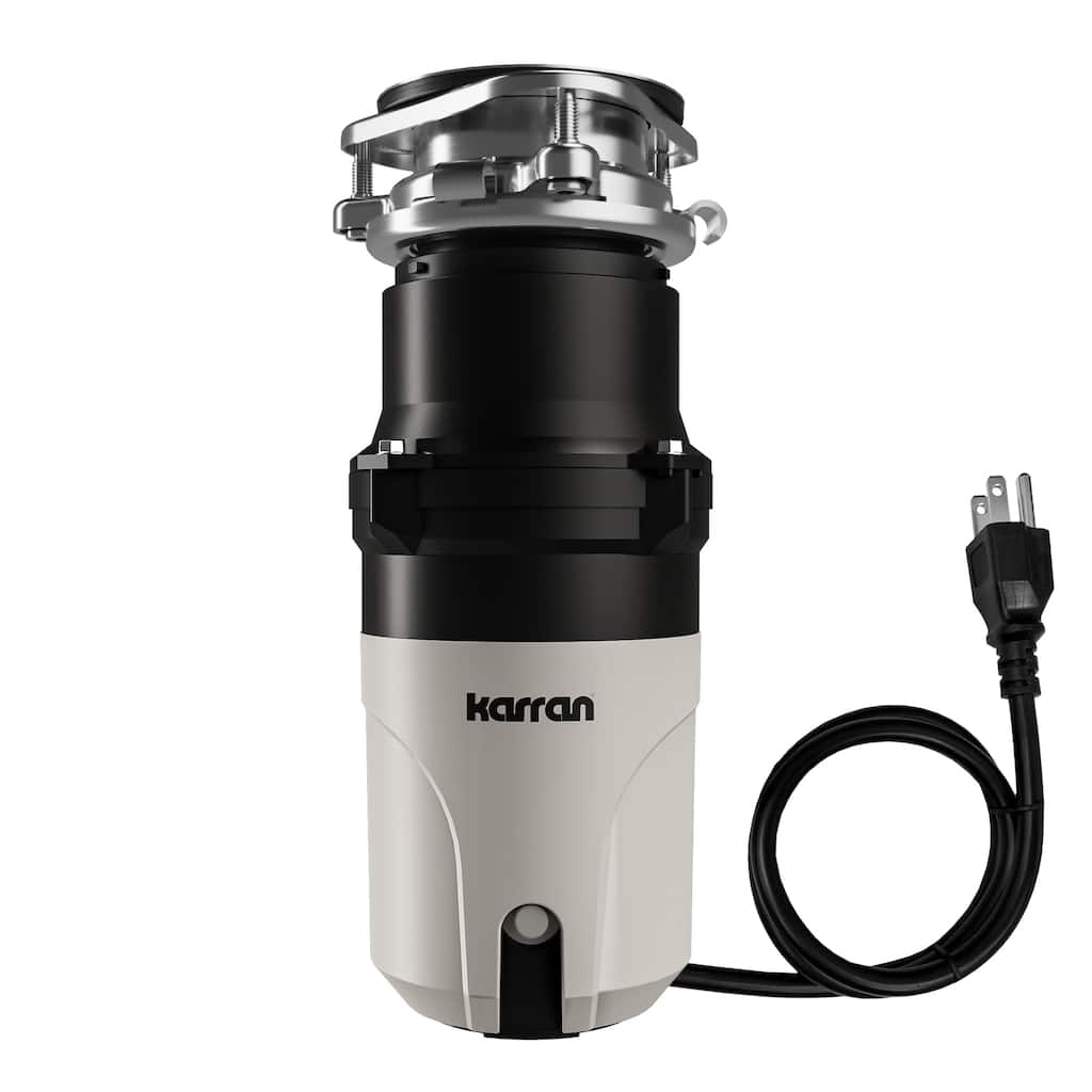1/3 HP Continuous Feed Garbage Disposal for Kitchen Sinks with Power Cord and Accessories Included - Black and Grey