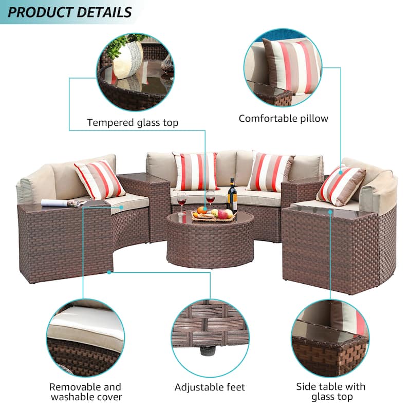 Outdoor 11-Piece Rattan Sofa Sectional Set