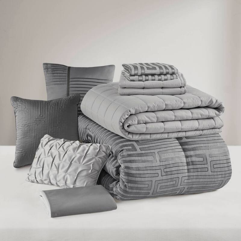 GDF Studio - Averleigh 10-Piece Queen Luxury Jacquard Comforter Set