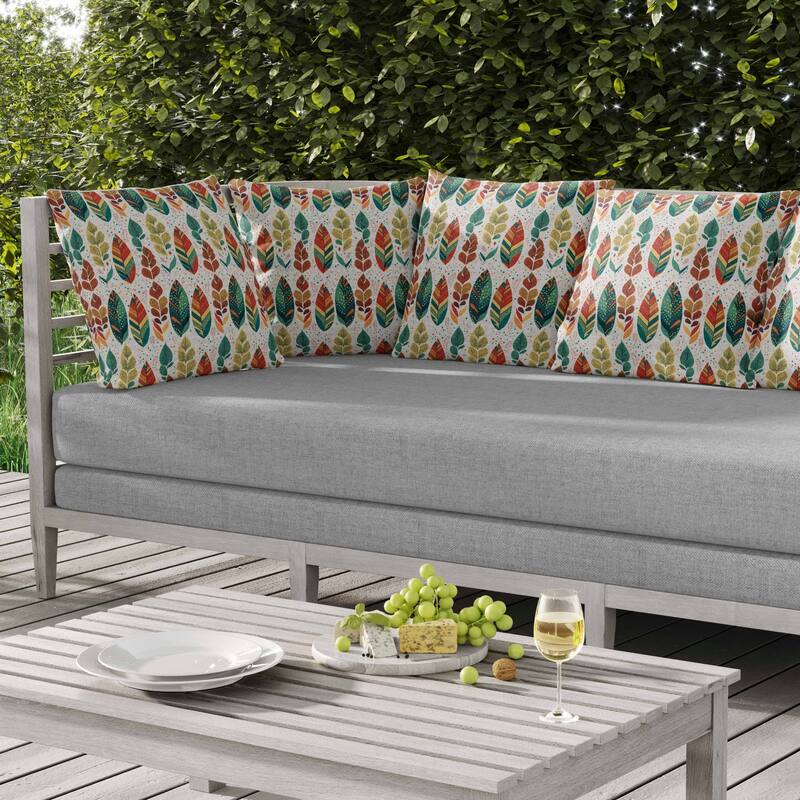 Tribal Leafy Treasures Indoor/Outdoor Reversible Throw Pillow Multi