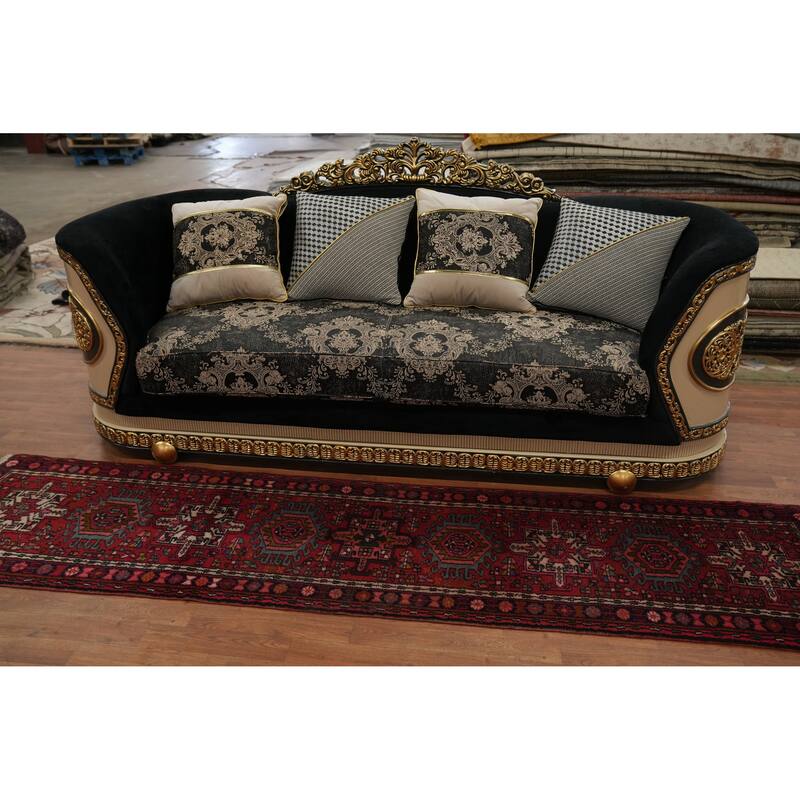 Hand Knotted Oriental 100% Wool Carpet Traditional Tribal Red Gharajeh Runner Rug - 9' 7'' X 2' 3''