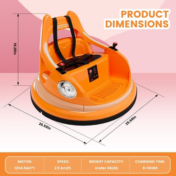 dimension image slide 3 of 4, Ride On Bumper Car for Kids & Toddlers 12V Baby Bumping Toy Gifts