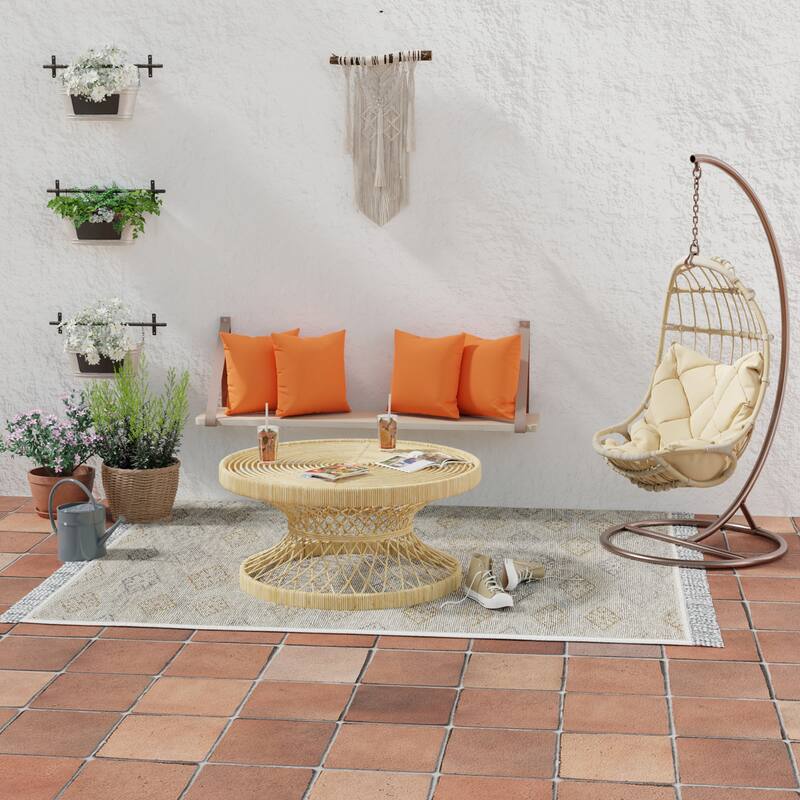 Sunbrella 16" x 16" Orange Solid Outdoor Throw Pillow - Set of 2 - 16'' L x 16'' W x 4'' H