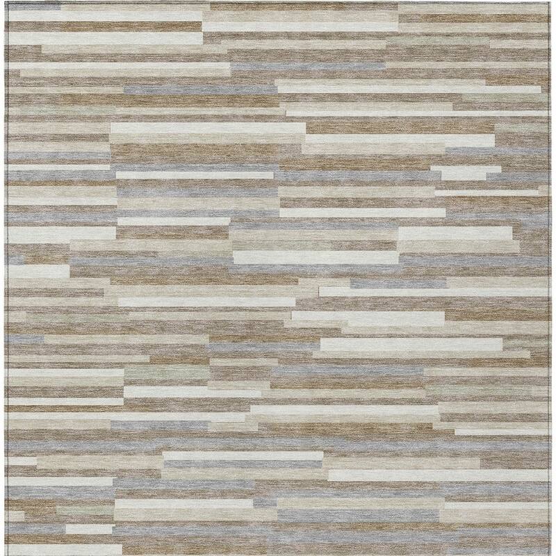 HomeRoots Striped Transitional Rectangle Outdoor Rug