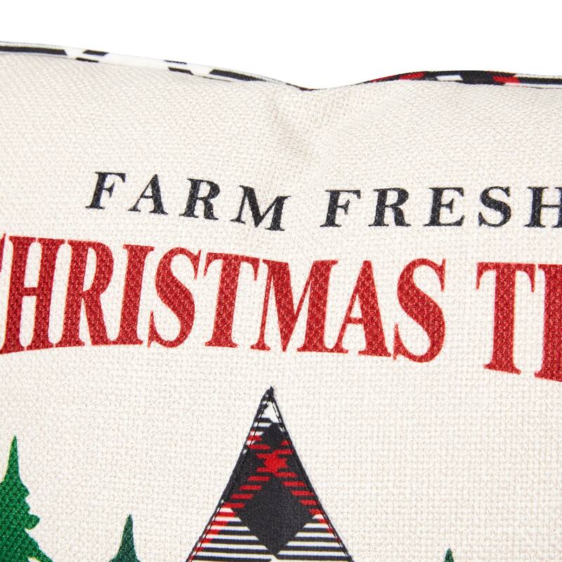 Glitzhome 18" Farm Fresh Heavy Cotton Christmas Tree Pillow