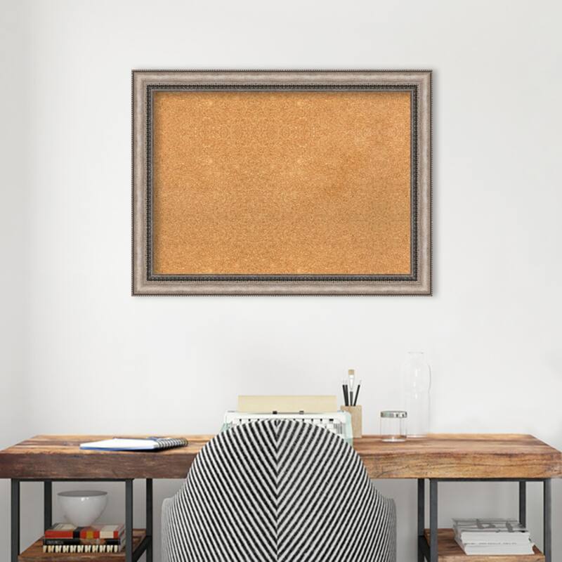Lyla Ornate Silver Framed Natural Corkboard Bulletin Board