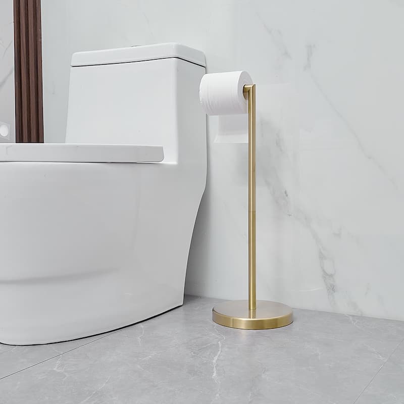 Round Freestanding Toilet Paper Holder with Stainless Steel Base