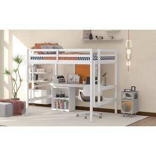 Full Loft Bed with Desk, Writing Board & Drawers - Ideal for Study