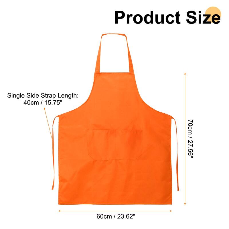 4pcs Bib Apron 70x60cm Unisex Restaurant Kitchen Cooking Aprons - 27.56" x 23.62" - Orange