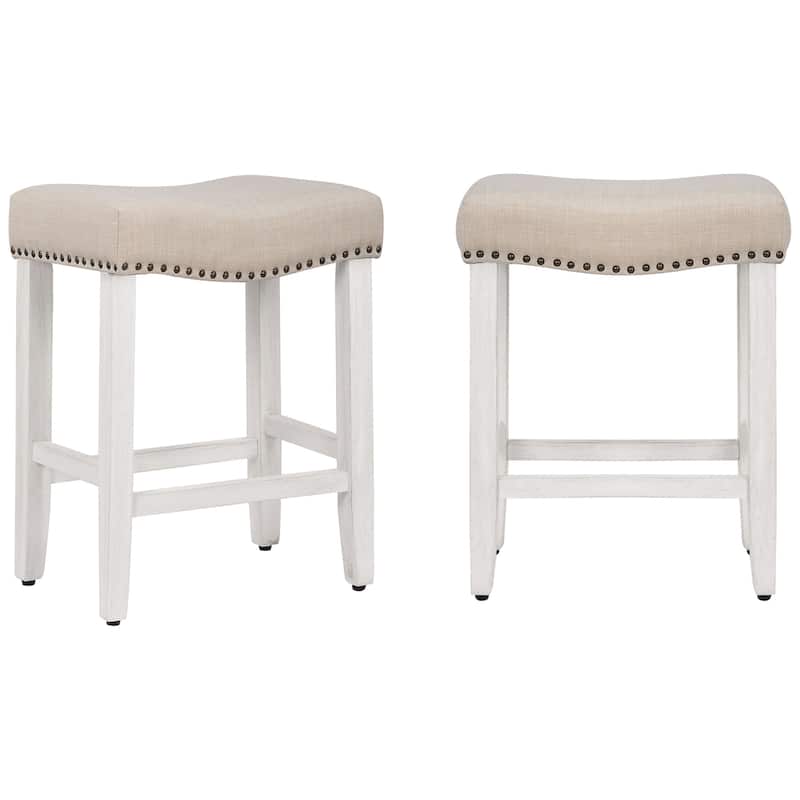 Jameson Upholstered Polyester Antique White 24 Inch Counter Stool (Set Of 2)