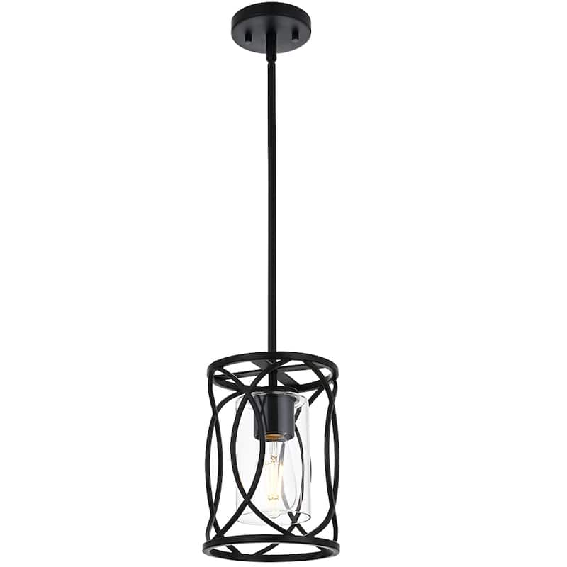 Black Farmhouse Chandelier Pendant Light Fixtures - Glass-7.09''