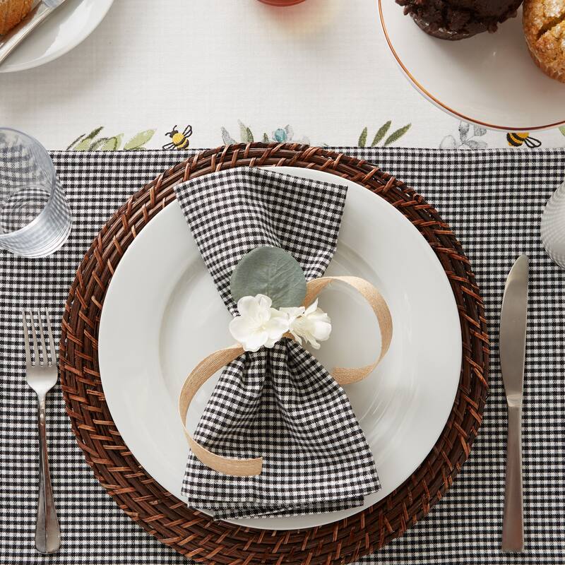 DII Black/Semi Bleach Gingham Napkin (Set of 6) - Napkin Set