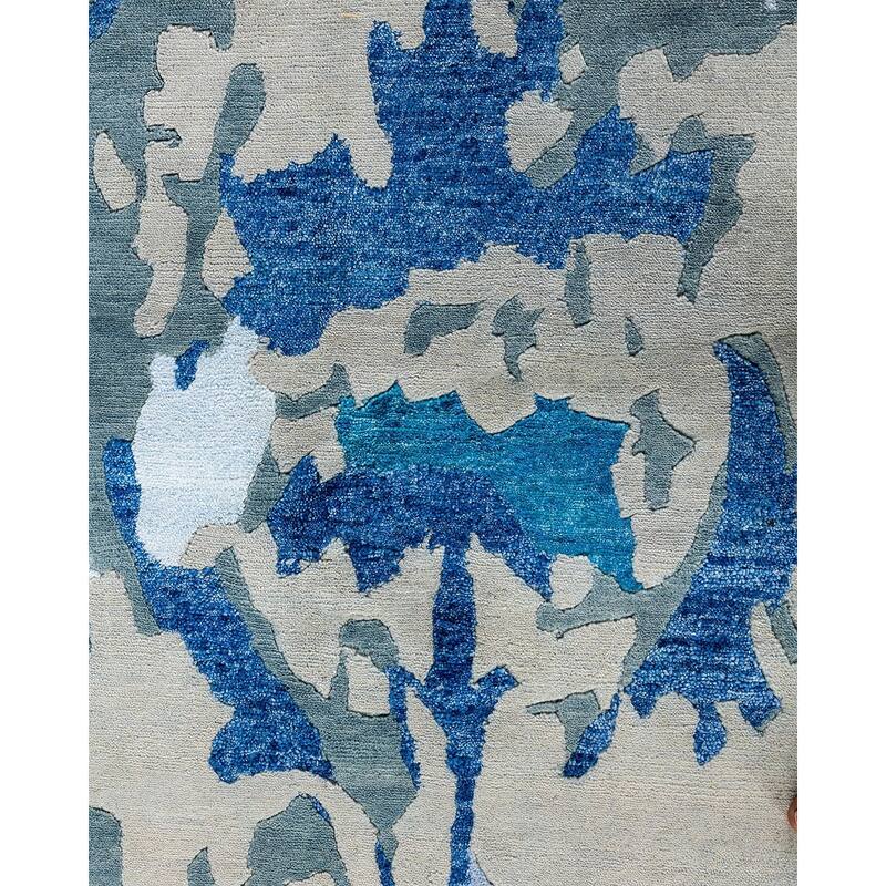 Modern One-of-a-Kind Hand-Knotted Area Rug - Gray, 9' 0" x 11' 10" - 9' 0" x 11' 10"