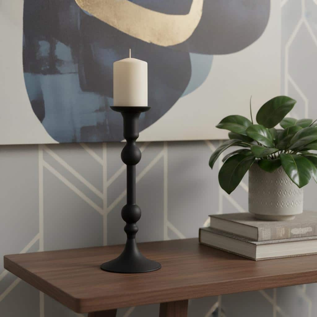 10" Black Glass Tabletop Taper Candlestick