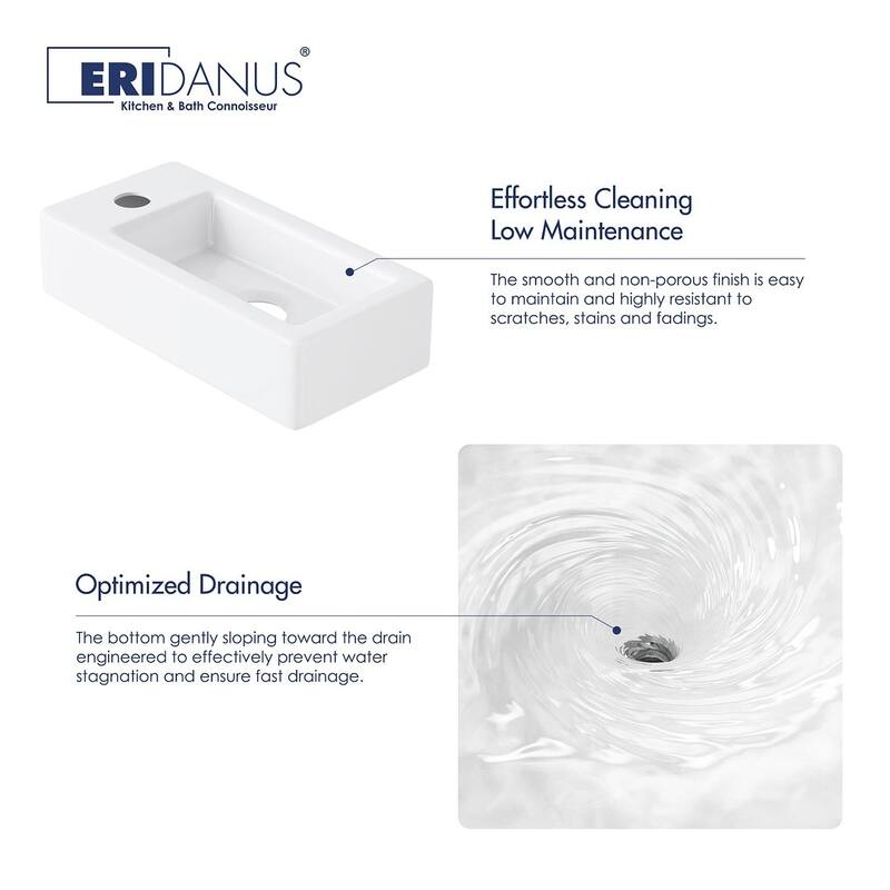Eridanus Small Wall-Mounted Fireclay Bathroom Sink