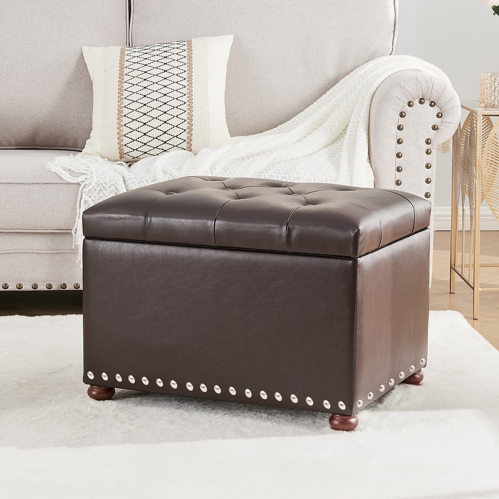 Adeco Contemporary Bench Lift-top Storage Ottoman