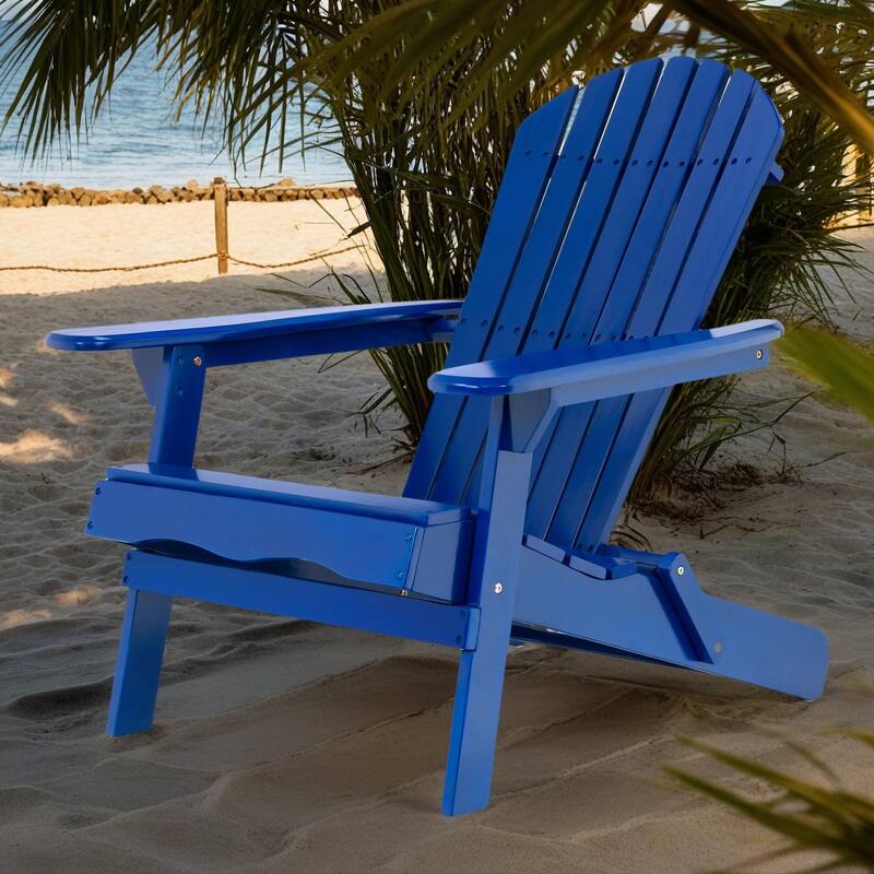 Rustic Outdoor Acacia Wood Foldable Adirondack Chairs - Blue