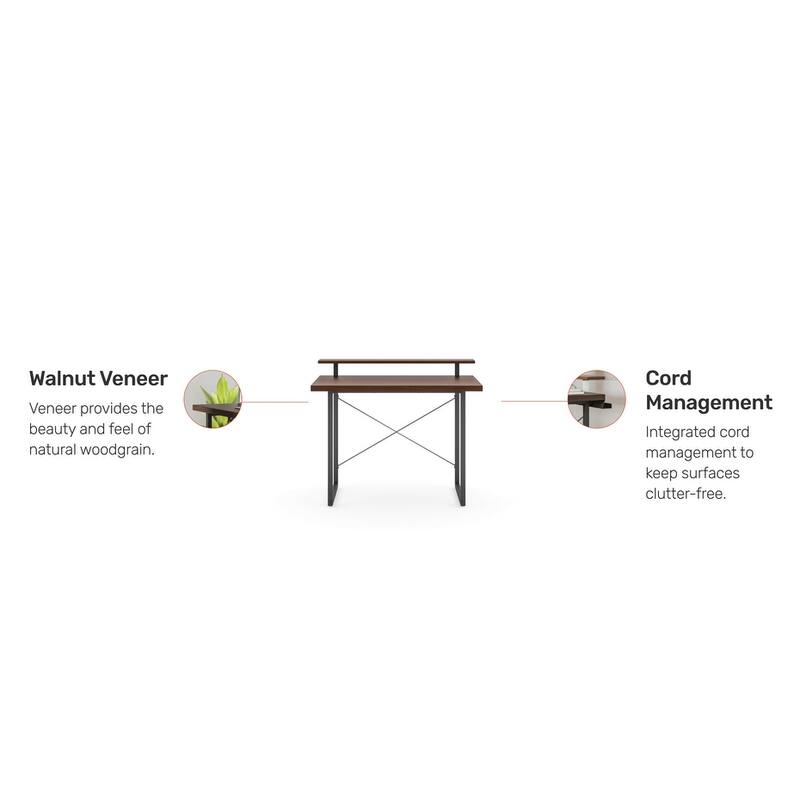 Homestyles Merge Brown Wood Desk with Monitor Stand