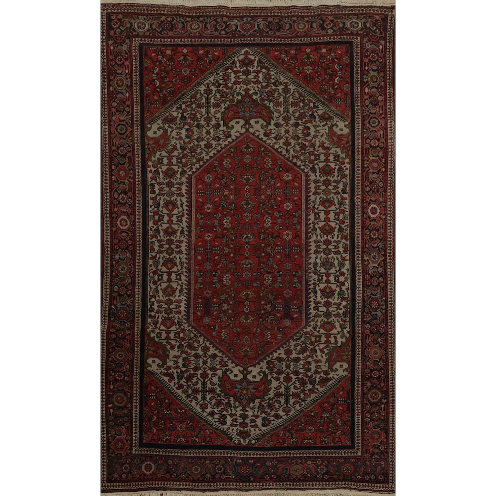 Hand Knotted Oriental 100% Wool Carpet Traditional Floral Beige & Ivories Sarouk (Farahan) Area Rug - 6' 5'' X 4' 2''