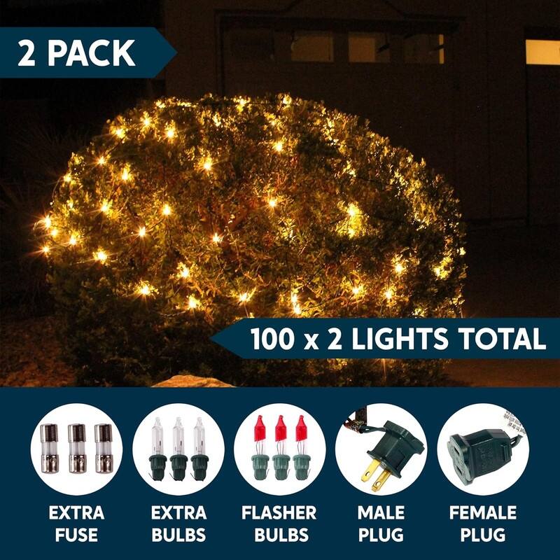 Joyfy 2-Pack 100 Warm White Christmas Net Lights