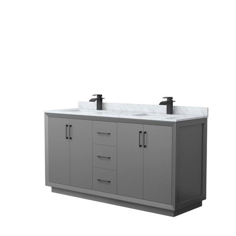 Strada 66-Inch Double Vanity Set, Carrara Marble Top